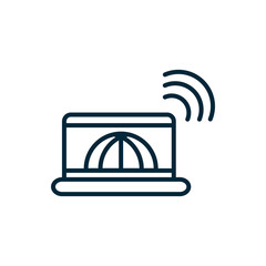 laptop world wifi connection internet of things line icon