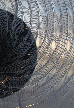Circular patterns radiating from black circle