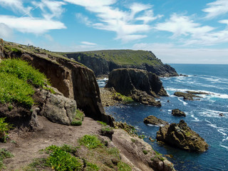 cliffs on the coastline in cornwall