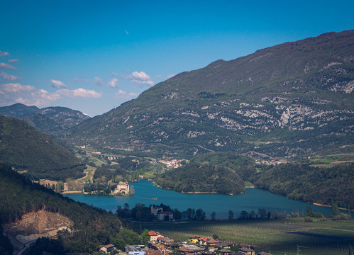 Laho di Molveno, Lake Molveno, Trentino, Italy. Reflection on the lake.
