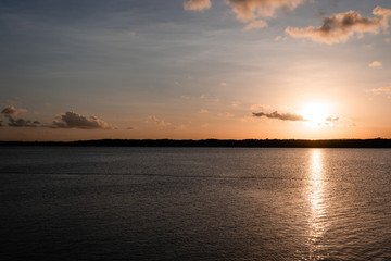 Romantic sunset over the river