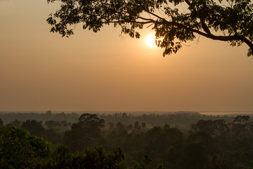 Sunset sky in cambodia temple