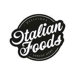Italian Foods sign lettering vector