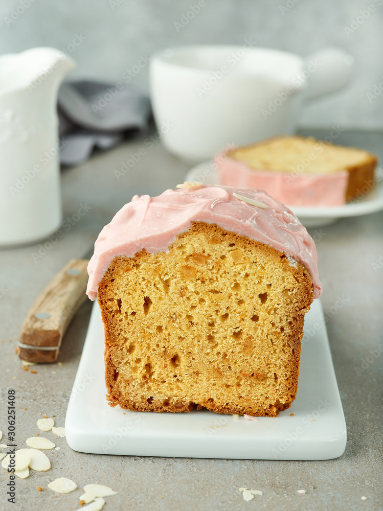 Wall mural freshly baked sweet bread with pink chocolate