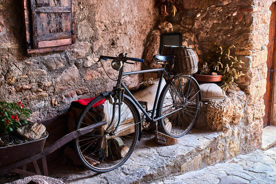 Vintage bicycle in a small rural village