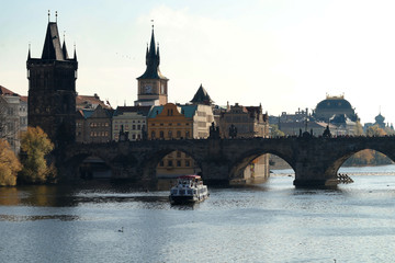 Fototapeta na wymiar Ancient Charles bridge in Prague