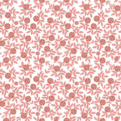 Cute dense romantic rose seamless pattern with leaves 