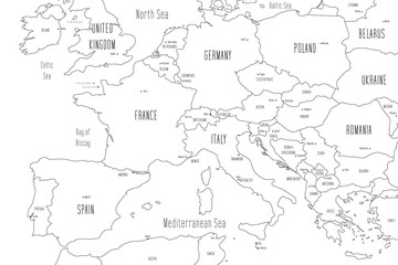 Map of Southern part of Europe. Handdrawn doodle style. Vector illustration © pyty