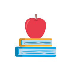 books stack with apple flat style icon