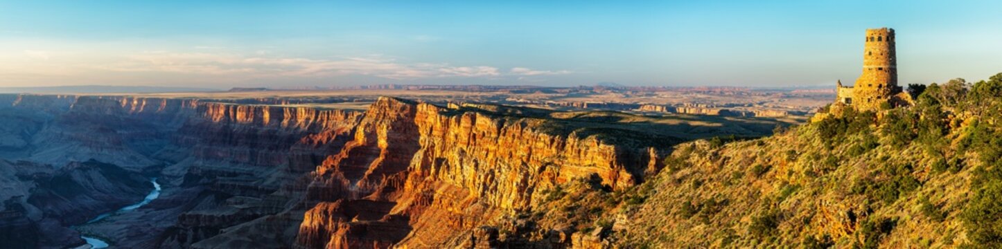 Desert View Watchtower panorama sunset - Grand Canyon National Park