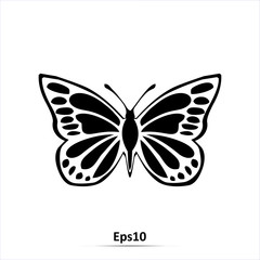 Butterflies icon. Vector silhouette illustration isolated on white background. EPS10