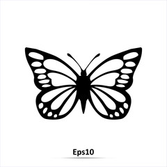 Butterflies icon. Vector silhouette illustration isolated on white background. EPS10
