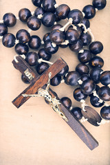 wooden rosary religion objects 