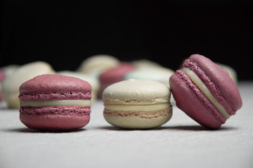 French dessert - Macarons on a table with blurred background