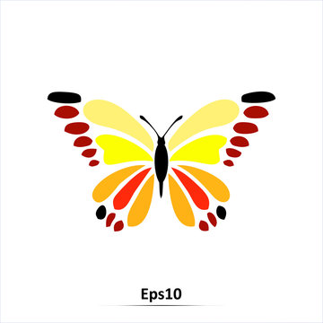 Color butterfly design. Vector silhouette illustration isolated on white background. EPS10