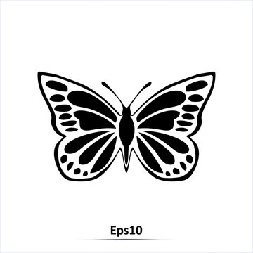 Butterflies icon. Vector silhouette illustration isolated on white background. EPS10