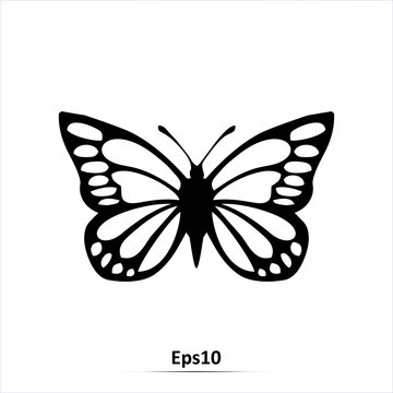 Butterflies icon. Vector silhouette illustration isolated on white background. EPS10