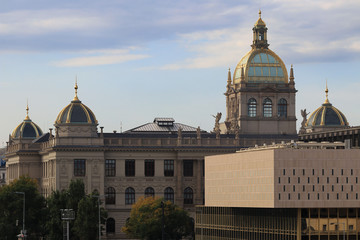 Historic and modern buildings in Prague