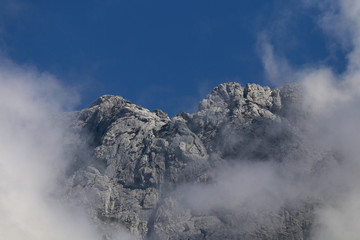 Croatian mountains in clouds