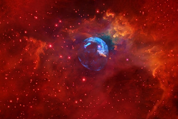 beautiful red nebula in deep space. Elements of this image were furnished by NASA.