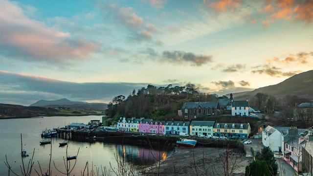Time Lapse footage from Portree, Isle of Skye taken at sunset. Jan 2019