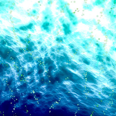 Blue ocean pattern background with green sparkling light