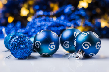 Christmas toys for Christmas tree, balls, stars.