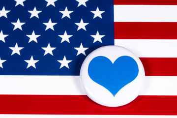 Blue Heart Symbol and the USA Flag