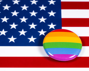 LGBTQ Rainbow Symbol and the USA Flag