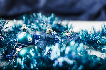 Christmas toys for Christmas tree, balls, stars. Textures and backgrounds.