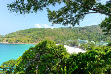 Nature scene tropical beach and blue sky