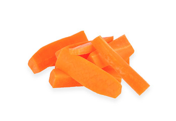 fresh carrots sticks isolate on white background