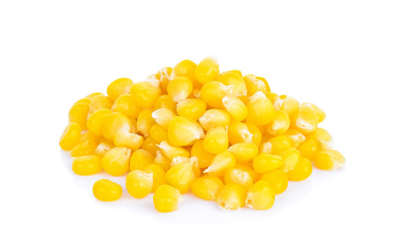 Corn seeds yellow  on white background