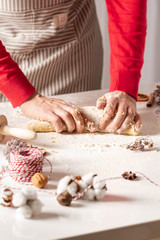Baking a tradinional german fruit cake stollen. Christmas stollen