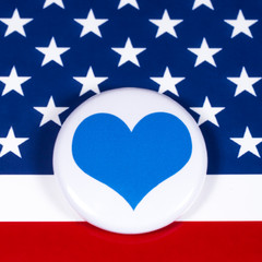 Blue Heart Symbol and the USA Flag