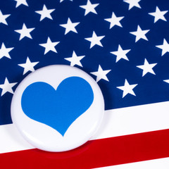 Blue Heart Symbol and the USA Flag