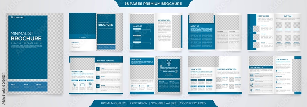 Poster set of minimalist business brochure template with simple style and modern layout