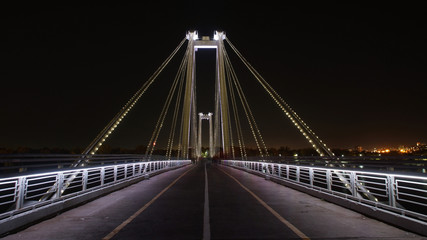 Fototapeta na wymiar landscape of the night city with a glowing bridge