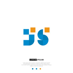 JS J S Logo Monogram with Blue and yellow Colors. modern letter logo design	