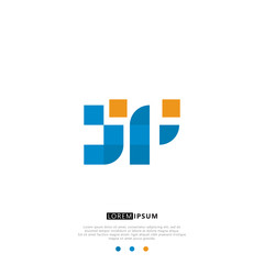 JP J P Logo Monogram with Blue and yellow Colors. modern letter logo design	