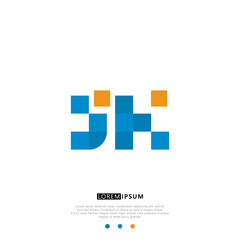 JK J K Logo Monogram with Blue and yellow Colors. modern letter logo design	