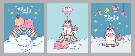 baby shower girl unicorn rainbow banners decoration
