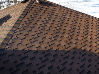 Bituminous tile for a roof. House with a roof from a bituminous