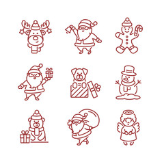 Vector Christmas characters icon set