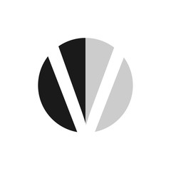letter V initial logo icon. modern linked circle round lowercase