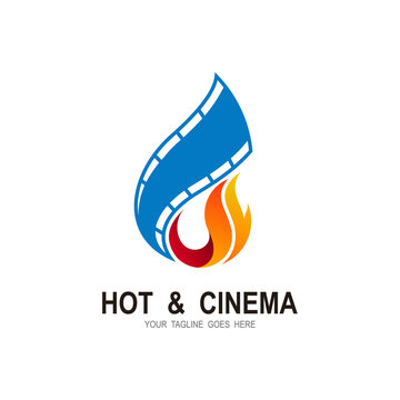 Cinema logo with fire design icon