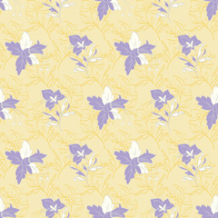 Floral seamless pattern with abstract orchids and lilies.
