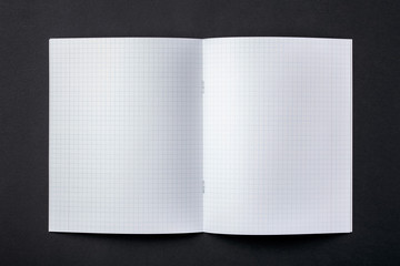 blank notebook in a cage on a black background
