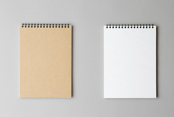 notebook on gray background