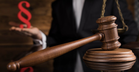 Courtroom, Judge, male judge in black mirror background